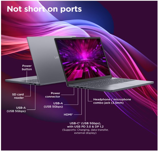 Lenovo Ideapad Slim 3 13Th Gen Intel Core I5-13420H 15.3"(38.8Cm) WUXGA IPS Laptop(16GB RAM/512GB SSD/Windows 11/Office Home 2024/Backlit Keyboard/1Yr ADP Free/3 Mon. Game Pass/Grey/1.6Kg) 83K100C6IN - Image 2